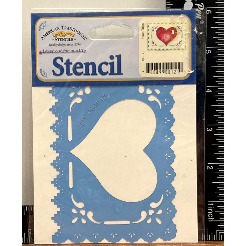 American Traditional Stencil BL-121 HEART TRIMS BORDER Laser Cut Craft Template